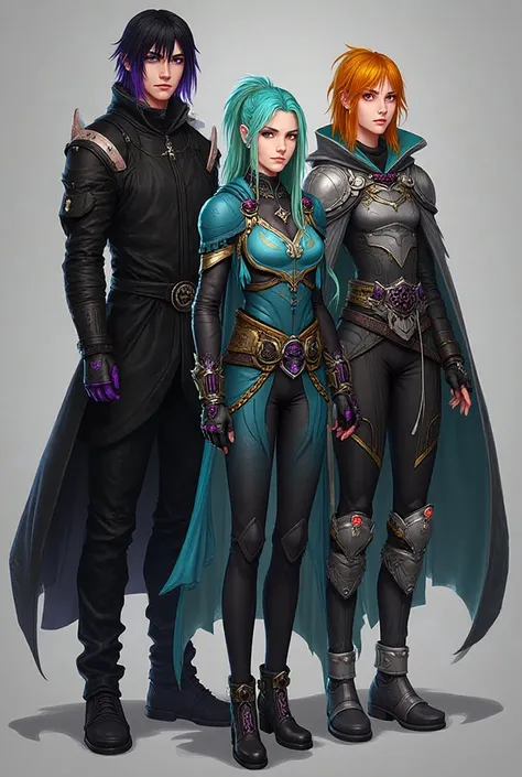 🎵 Corin Duskveil – A tall, lean young man with shoulder-length black hair that fades to violet at the tips and eyes like stormy ...