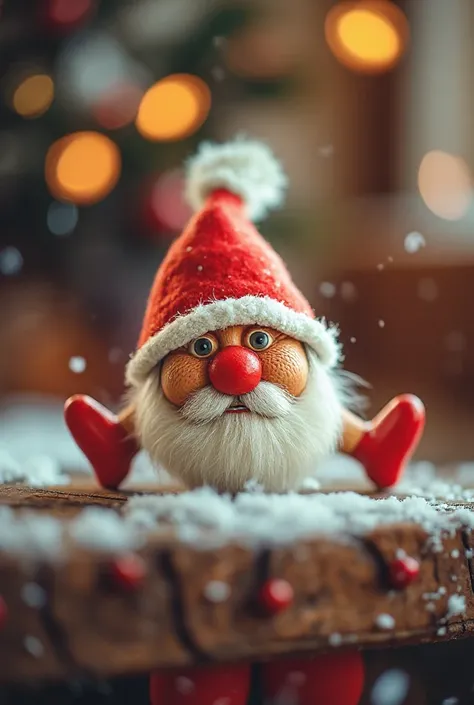 He should have a red Christmas hat on his head