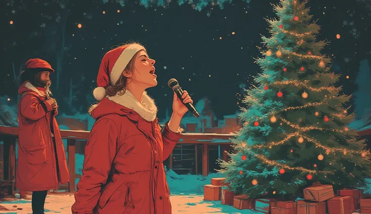 ((Original Illustration Mix Photography)), (best quality), (Simple style),
A cappella pop, hip-hop Christmas fusion, jazzy vocal...