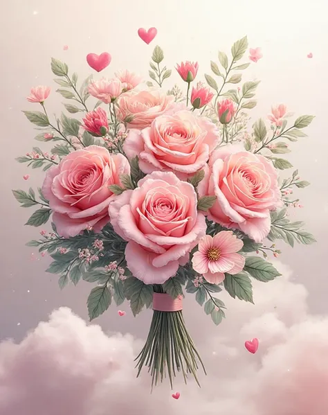 A beautiful wedding bouquet with a very beautiful design, Masterpiece , Best quality , a maximum of details , 8 k, complicated d...