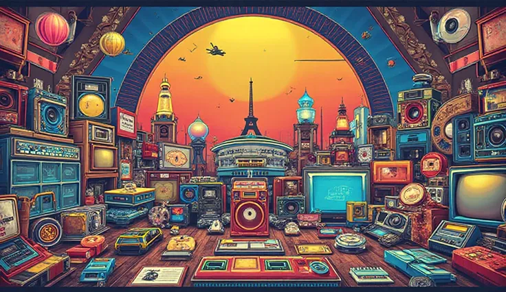 Create a banner for a website about the sale of nostalgic items from the nineties in Latin America