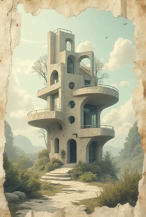 Now create another one with "Ee Building" written in the middle and add a wrinkled paper with 70 percent opacity onto the pictur...