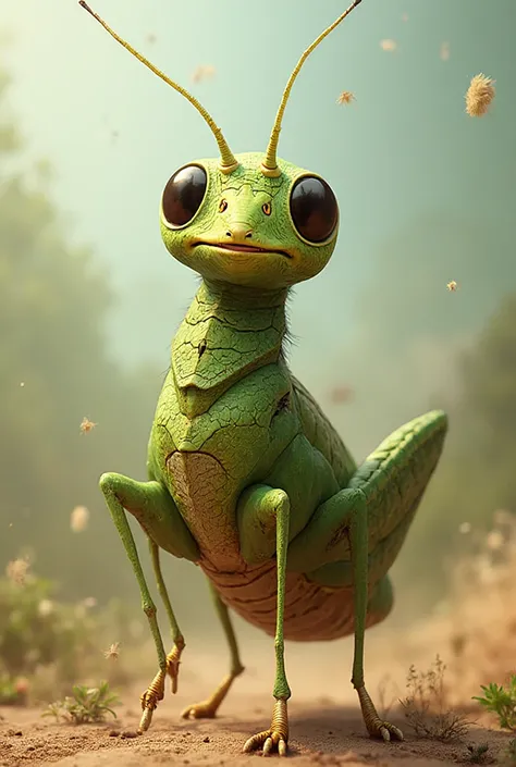 Handsome grasshopper with a short camel