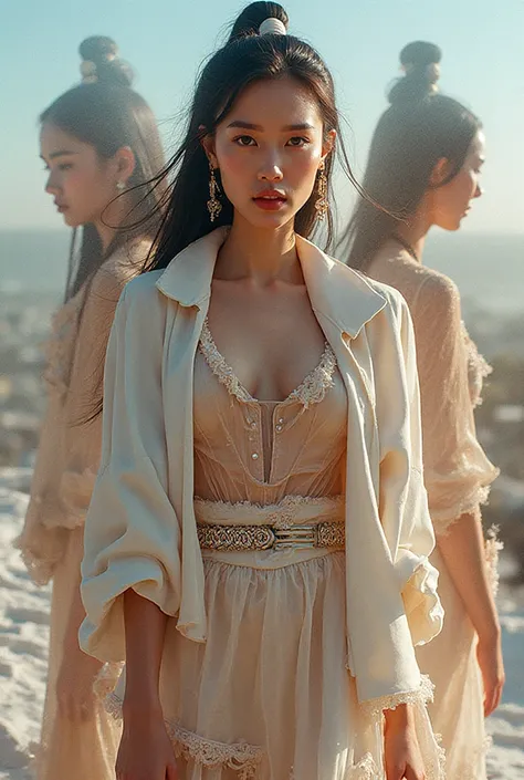 As a result of the selected photo, she generates more of the same model also wearing clothes and doing different activities