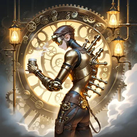 DonMSt34mPXL,masterpiece, best quality, ultra detailed, steampunk style, dramatic lighting
Coffee delivery man dressed as a stea...