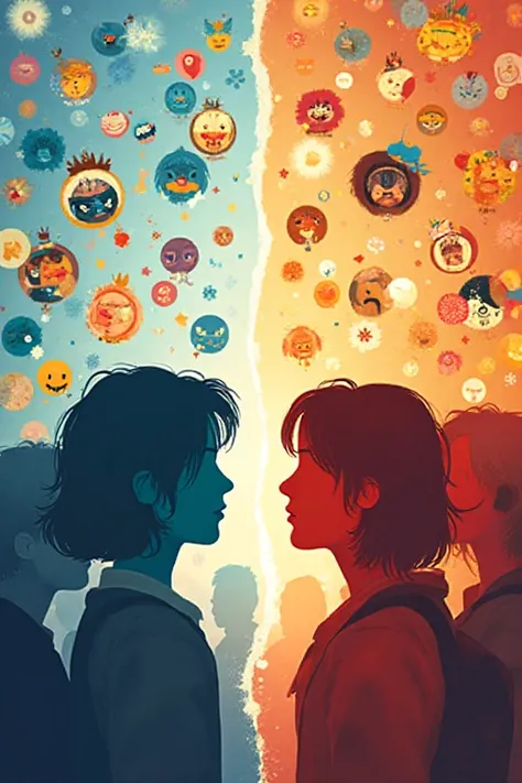 A scene divided into two: on one side, young people sharing diverse cultural content; of the other, confusions, mockery or misin...