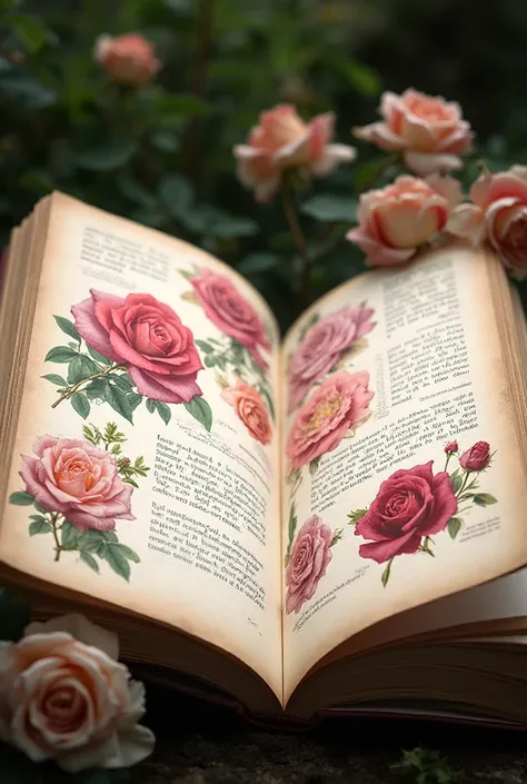 Open books about roses