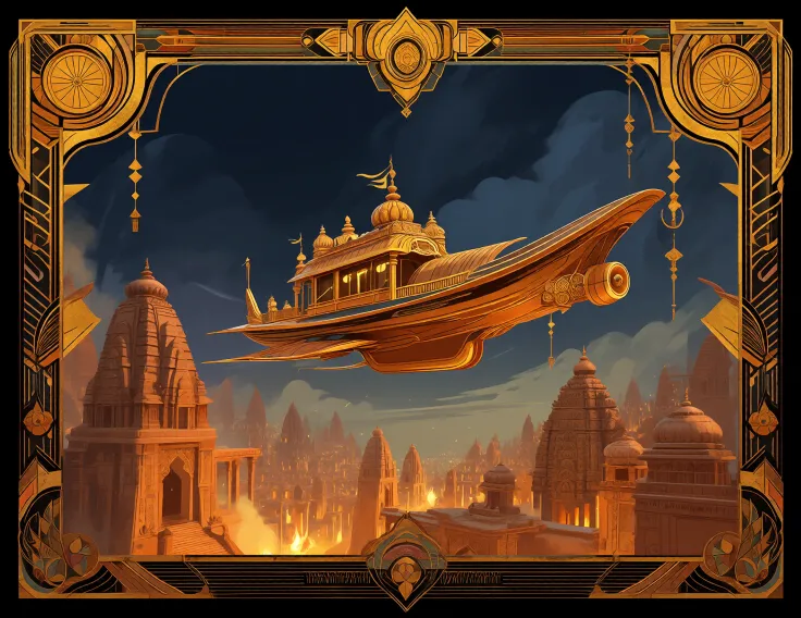 Vimana (Sanskrit: Vimāna), a flying vehicle that appears in ancient Indian epics and myths. 

Ah, what a nice boat! 
Mythical be...