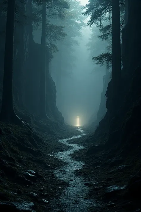 Make a dark image with a path to light