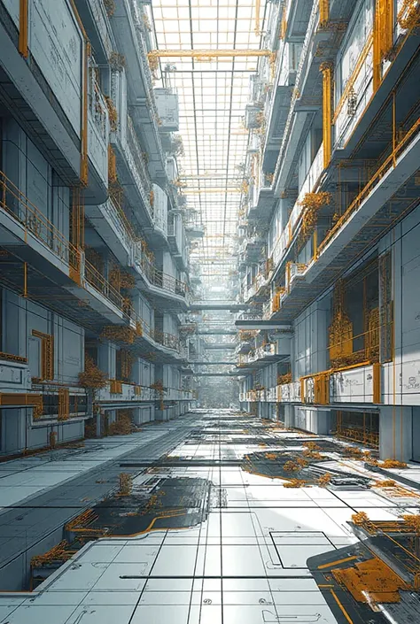 create it more mathematical architectural. add grids. and more illustrative forms