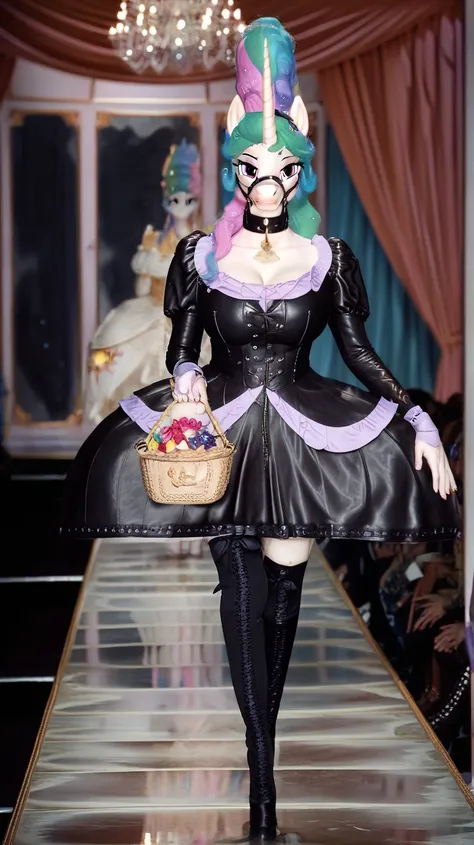 score_9, score_8_up, score_7_up, solo,  pony , alicorn, in private, anthropomorphic, adult mare, a very tall mare, princess Cele...