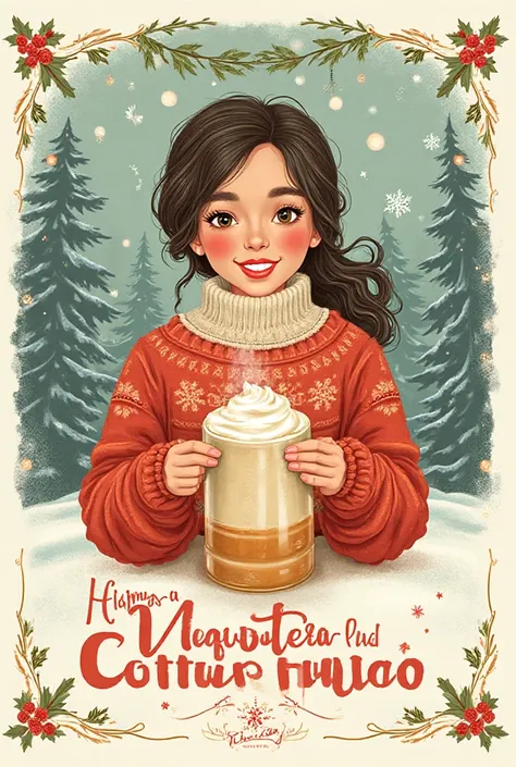 I want to create a label for a bottle of Venezuelan custard punch with a Christmas message that feels nostalgic