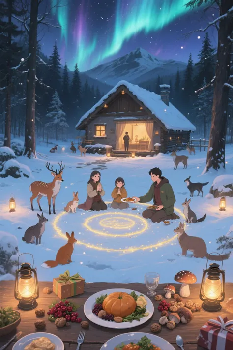 high quality, 8K resolution, Dialogue with Nature
Dialogue with nature:
The square in front of a mountain hut covered with snow...