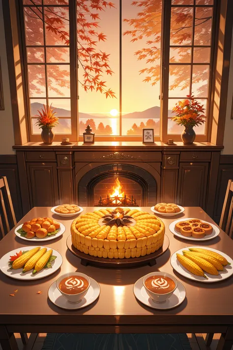 high quality, greatest masterpiece, detailed down to the last detail, grateful祭の家族の集まり, Large Dining Table, Turkish cuisine , Co...