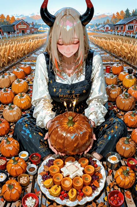 masterpiece, best quality, ultra-detailed, ultra-sharp details, Beautiful illustration, professional artwork, Thanksgiving, harv...