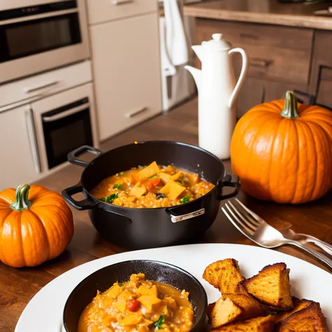 autumn, thanksgiving day, making food, in the house, pumpkin