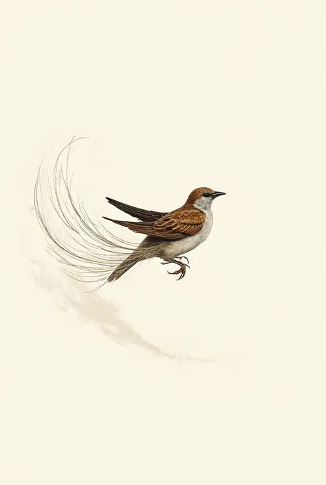 make an image of a sparrow being driven by a current of wind, But let the image be drawing-style and like 2d, the something like...