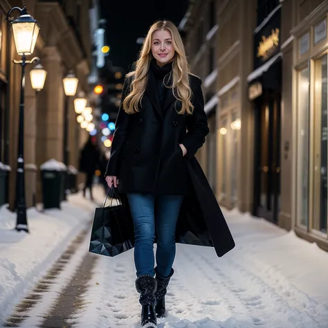 A hyper-realistic full body portrait of a beautiful 26 year old french girl, beautiful smile, full lips, medium long (blonde hai...