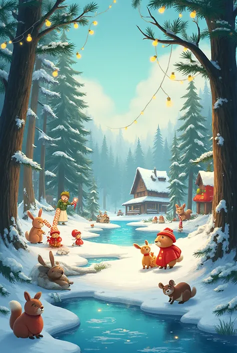 create the same picture but in a horizontal image and without Santa Claus