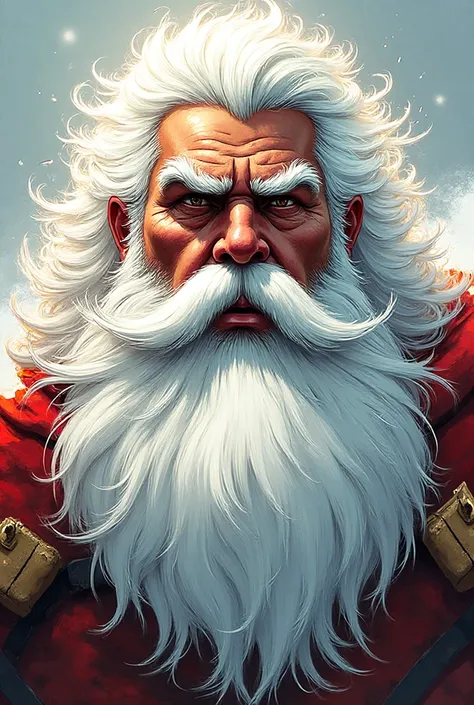 A beard like Santa Claus in invincible comics style with no background