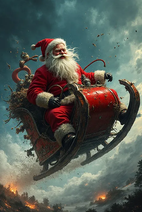 drinking santa running over things in his sleigh, sleigh has naked lady mudflaps