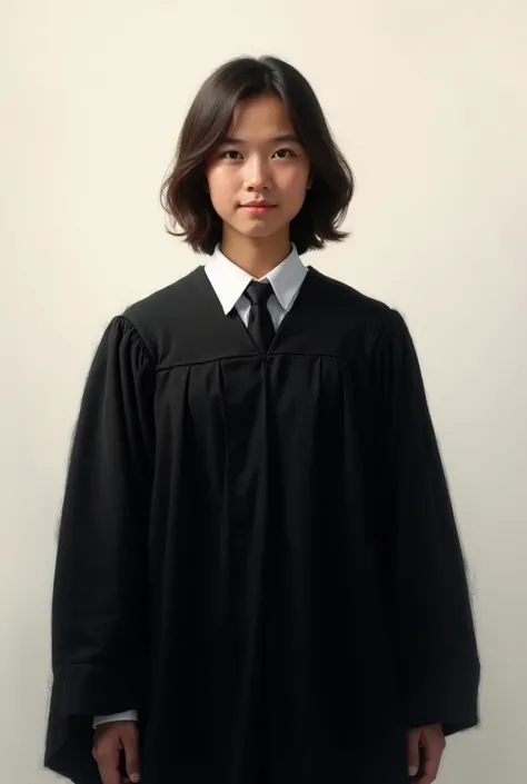 Make a portrait of the person with a black graduation