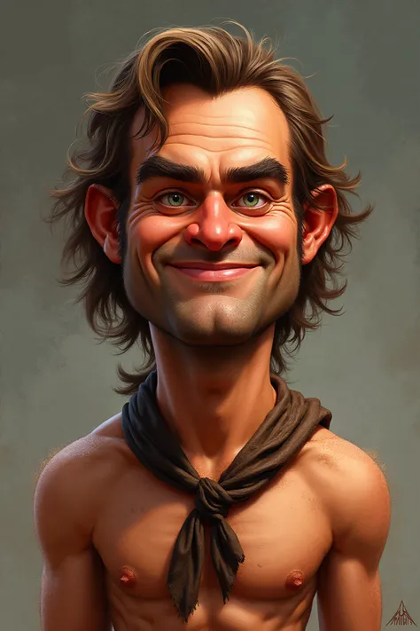 A caricature of Charles Nelson Reilly as a fantasy barbarian. With a focus on his face and expression. The photo should be style...