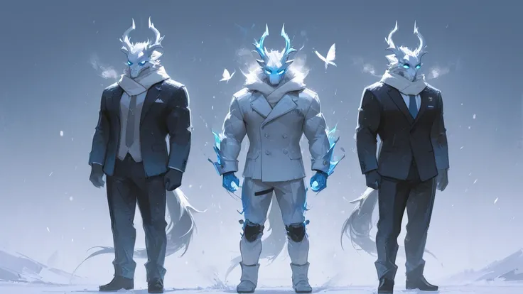 excellent quality, Carved height, good resolution, cold colors, wendigo, Male, he wears an elegant suit, has a butterfly on one ...