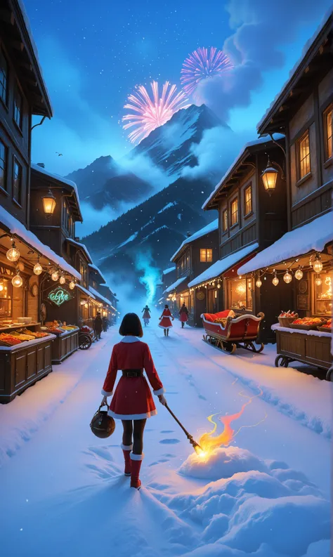 A seamless 32K HDR cinematic fantasy scene where all elements blend into one unified world with consistent lighting, fog, and co...