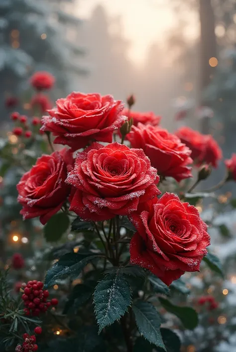 Red Christmas roses on the background