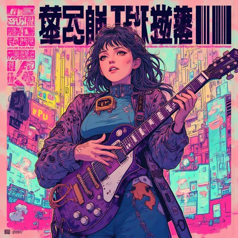 (( manga  (((雑誌of表紙))) [Illustration]) of (美しいサイバーパンクofスタイルof服を着たサイバーパンクof女of子))), 可愛らしい笑顔of日本人of女of子,  ((Hisashi Eguchi art sty...