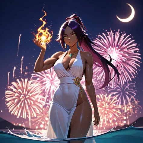 score_9, score_8_up, score_7_up, source_anime, solo, 1girl, ,, ,, ,, yoruichi shihouin, , yellow eyes, ,, ,, ,, , fitness, , ton...