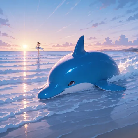 dolphin、Dolphin、swim in the ocean with a hare