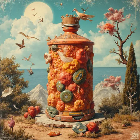 i want to make design to thisdrink in collage art styile