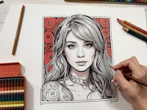 Create a 25 pages consistent themed adult coloring book, same line thickness, same artistic outline style