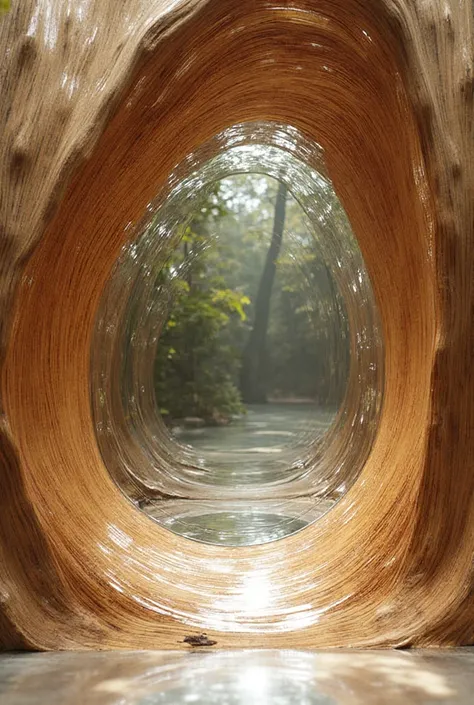 organic mirror with wooden edges 