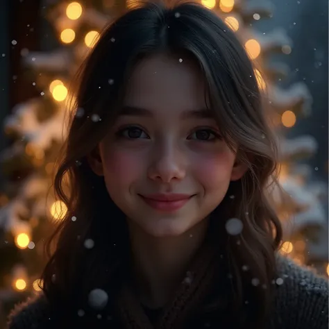 A realistic or semi-realistic portrait of a young person for a New Year themed Discord avatar. The face is centered and clearly ...