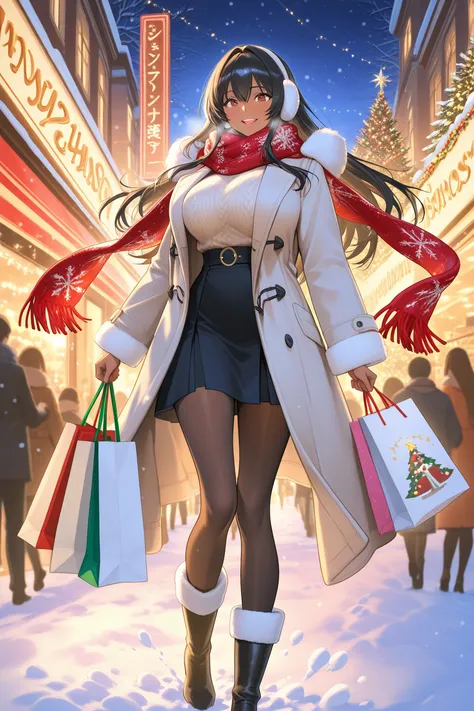 An anime-style supermodel shopaholic, of mixed ethnicity (potentially East Asian and European descent), late twenties, sprints j...