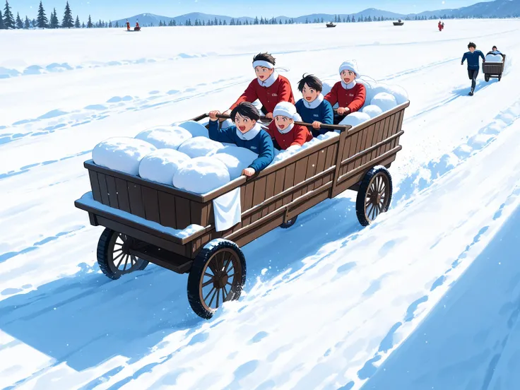 Like running on a snow cart and running away from a group of snow dharma