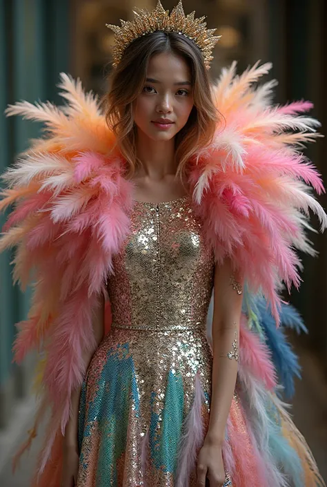 sequin birthday dress with feather 