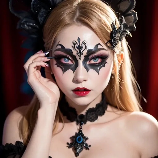 Special Makeup Artist, Studio background,top quality,best quality,masterpiece,uncensored,Special Makeup Masquerade,vampire weari...