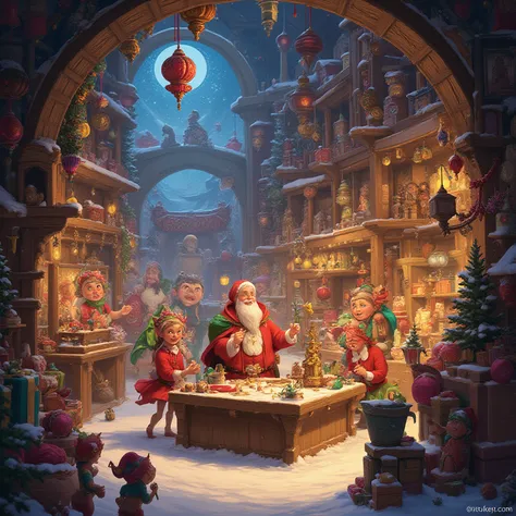 background Santa Claus's workshop from the inside