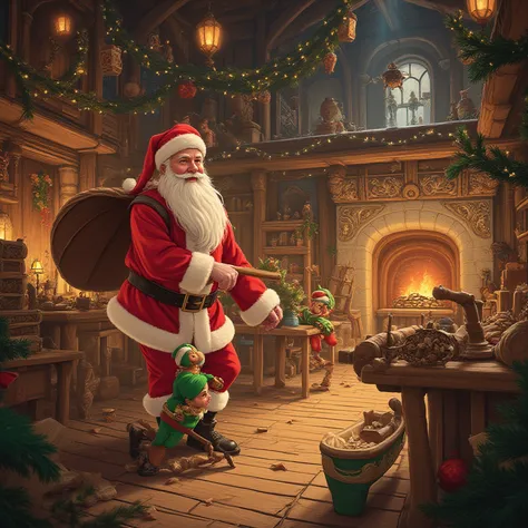 background workshop of Santa Claus