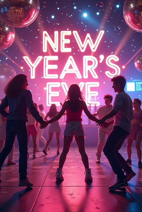 Make a poster for a disco for the new year for grades 5-8.disco name "New Year's adventures"