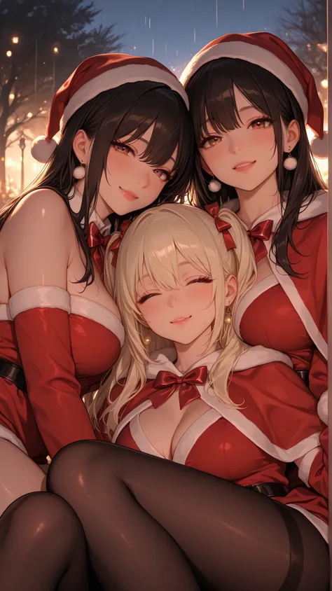 Young woman lying beautifully、an emotional moment where closeness and ephemerality coexist。The two girls are snuggling up to eac...