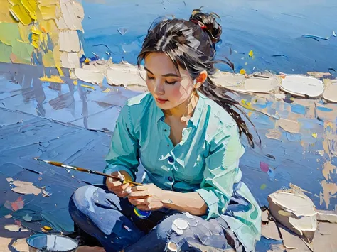 palette knife painting,oil painting,bichu,