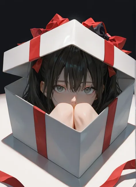 anime style, high quality illustration, masterpiece

point of view shot, first person perspective
a large human-sized gift box p...