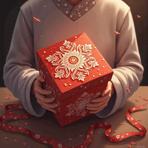  , gift wrapping,, reflecting light source, Calm and tranquil atmosphere, exquisite illustrations, digital painting, 8K, highly ...