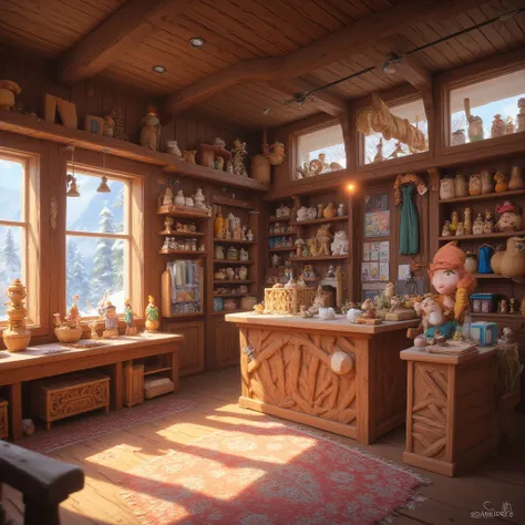 wooden store from the inside (from the cartoon Frozen)