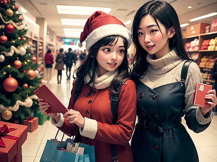 Gift many shoppers checkout at a department store in the middle of the Christmas sales season